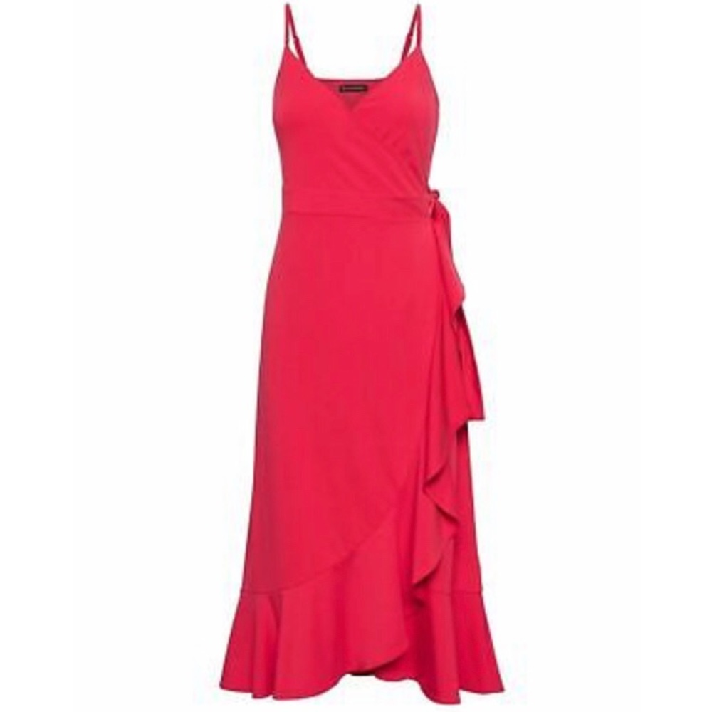 Banana Republic Red Ruffle Wrap Strappy Long Dress